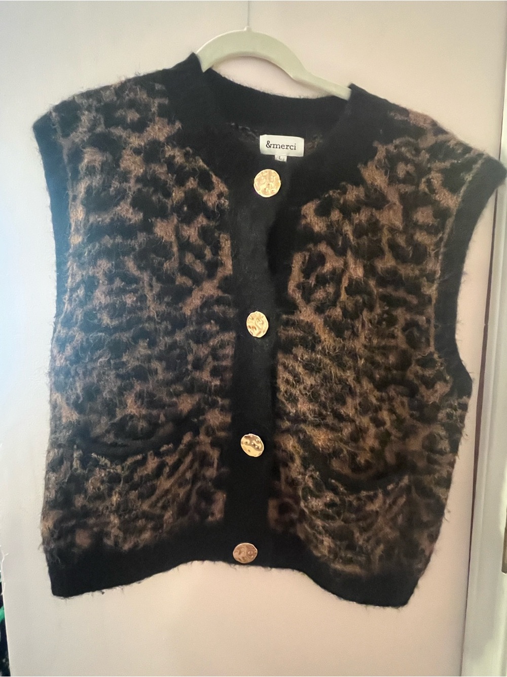 &Merci Leopard-Print Vest. L. Y2K. Soft. Mob Wife.